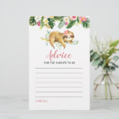 Tropical Girl Sloth Baby shower Advies voor Ouders (Staand voorkant)