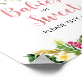 Tropical Girl Sloth Baby shower Baby's zijn zoet Poster (Hoek)