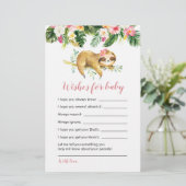 Tropical Girl Sloth Baby shower Wensen voor baby (Staand voorkant)