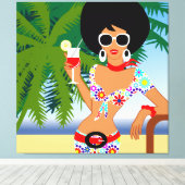 Tropical Girl Wrapped Canvas (Insitu (Houten vloer))