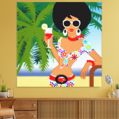 Tropical Girl Wrapped Canvas (Insitu (Woonkamer))