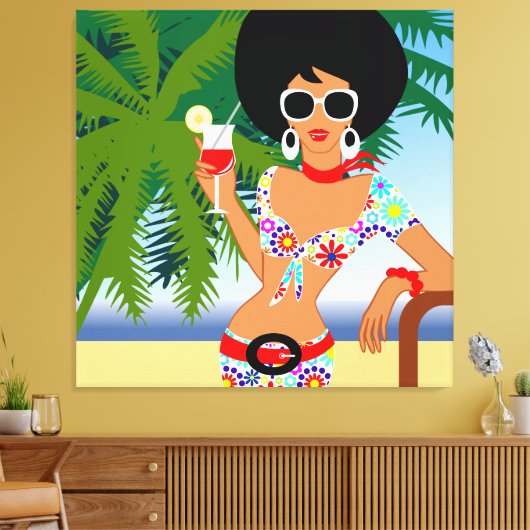 Tropical Girl Wrapped Canvas Afdruk (Insitu (Woonkamer))