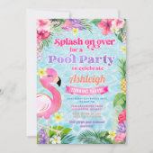 Tropical Girly Pool Party Uitnodiging voor verjaar (Voorkant)