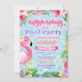 Tropical Girly Pool Party Uitnodiging voor verjaar (Voorkant)