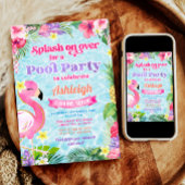 Tropical Girly Pool Party Uitnodiging voor verjaar