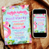 Tropical Girly Pool Party Uitnodiging voor verjaar