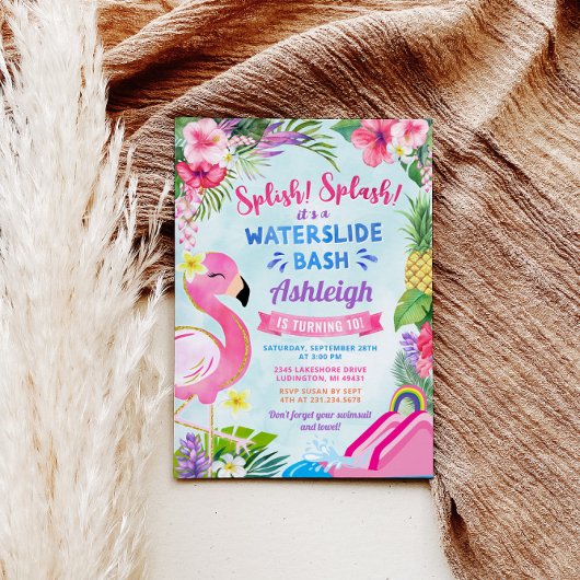 Tropical Girly Waterslide Uitnodiging voor verjaar