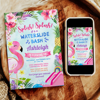 Tropical Girly Waterslide Uitnodiging voor verjaar