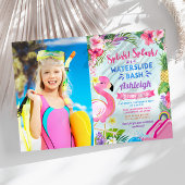 Tropical Girly Waterslide Verjaardagsfoto Kaart