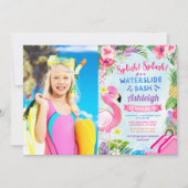 Tropical Girly Waterslide Verjaardagsfoto Kaart (Voorkant)