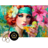 Tropical Glam Redhead Martini Cocktail Decoupage Tissuepapier