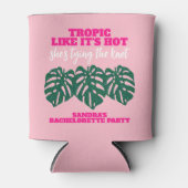 Tropical Glitter Monstera Pink Bachelorette Favor Blikjeskoeler (Voorkant)