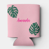 Tropical Glitter Monstera Pink Bachelorette Favor Blikjeskoeler (Achterkant)
