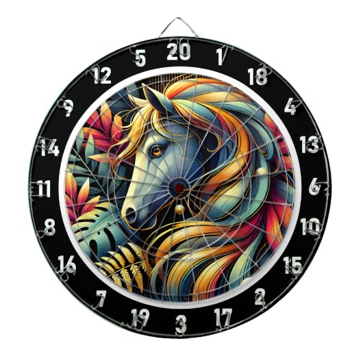 Tropical Glow Horse Room Statement Dartbord (Voorkant)