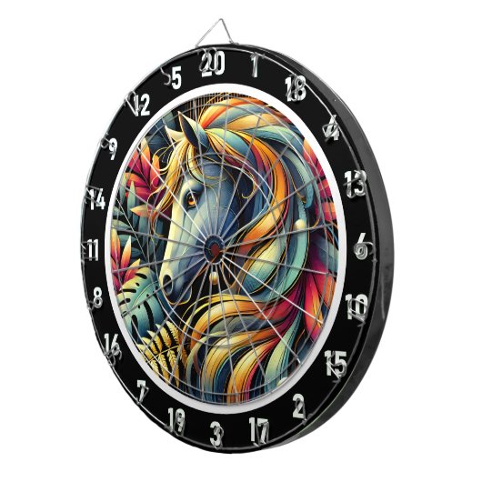 Tropical Glow Horse Room Statement Dartbord (Voorkant Rechts)