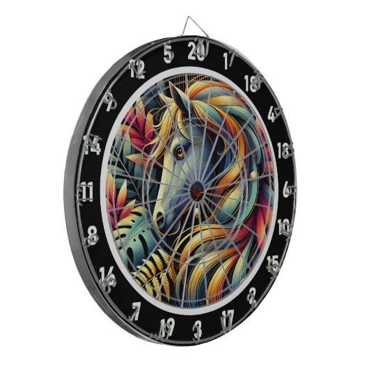 Tropical Glow Horse Room Statement Dartbord (Voorkant Links)