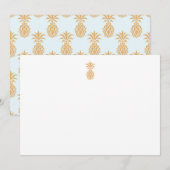 Tropical Gold Ananas Blauw Dank u Kaart (Voorkant / Achterkant)
