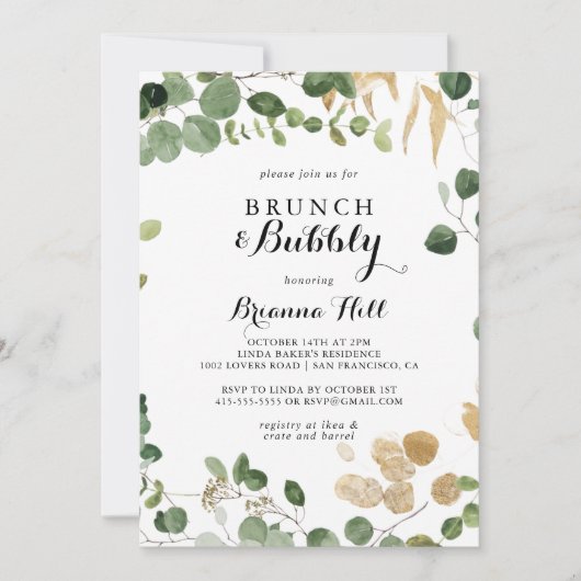 Tropical Gold Brunch en Bubbly Vrijgezellenfeest Kaart (Voorkant)