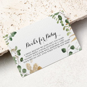Tropical Gold Green Baby shower Boekaanvraag Informatiekaartje