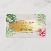 Tropical Gold Linen Brushed Watercolor Luxury Visitekaartje (Achterkant)