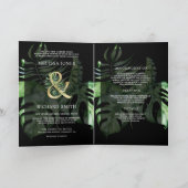 Tropical Gold Monstera Palm Black QR Code Wedding (Binnen)