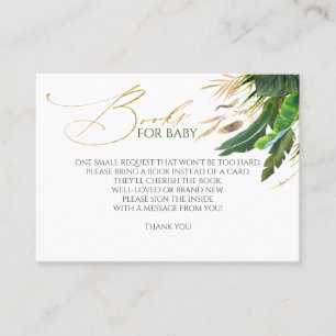 Tropical Gold Palm Leaves Baby Boeken Aanvraag Visitekaartje