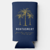 Tropical Gold Palm Trees Family Reunion Custom Seltzer Blikjeskoeler (Achterkant)