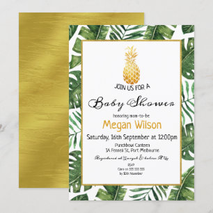 Tropical Gold Pineapple Baby shower Uitnodiging