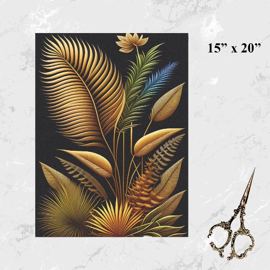 Tropical Gold Reeds Artwork Tissuepapier