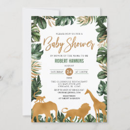 Tropical Gold Safari Animals Oerwoud Baby shower Kaart