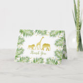 Tropical Gold Safari Dieren Baby shower Bedankkaart (Voorkant)