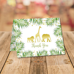 Tropical Gold Safari Dieren Baby shower Bedankkaart