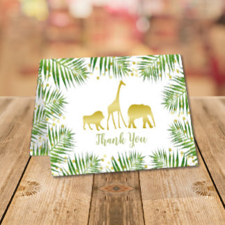 Tropical Gold Safari Dieren Baby shower Bedankkaart