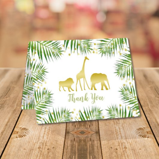 Tropical Gold Safari Dieren Baby shower Bedankkaart