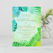 tropical gold watercolor wedding kaart (Staand voorkant)