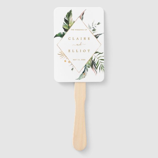 Tropical Gold Wedding Ceremony Program | Dank u we Handwaaier (Voorkant)