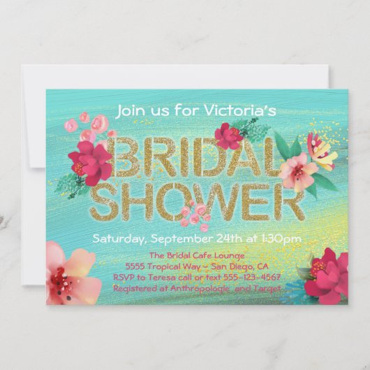 Tropical Golden Breeze Bridal Shower Uitnodiging (Voorkant)