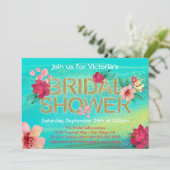 Tropical Golden Breeze Bridal Shower Uitnodiging (Staand voorkant)