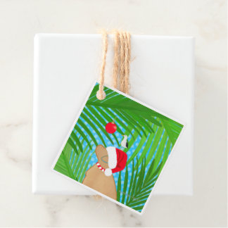 Tropical Golden Dog Santa Seagull Flat Gift Card Bedankjes Labels