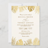 Tropical Golden Paradise Elegant QR Code Wedding Kaart (Voorkant)