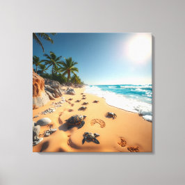Tropical Golden Shell Beach Chic Canvas Afdruk