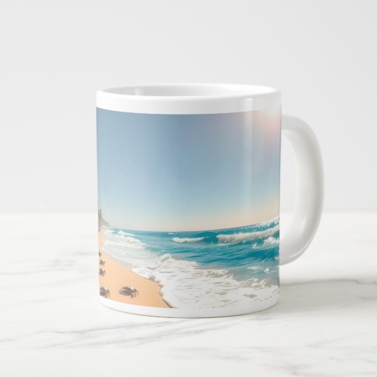 Tropical Golden Shell Beach Chic Grote Koffiekop (Voorkant rechts)