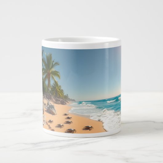 Tropical Golden Shell Beach Chic Grote Koffiekop (Voorkant)