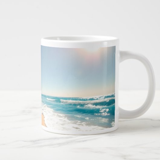 Tropical Golden Shell Beach Chic Grote Koffiekop (Rechts)