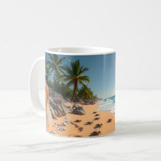 Tropical Golden Shell Beach Chic Koffiemok (Voorkant links)
