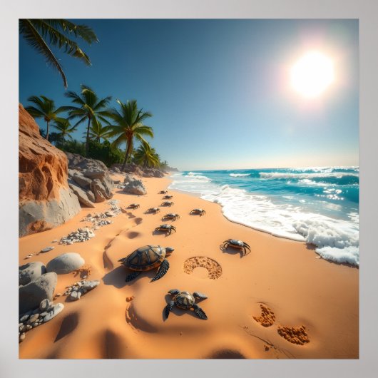 Tropical Golden Shell Beach Chic Poster (Voorkant)
