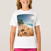 Tropical Golden Shell Beach Chic T-shirt (Voorkant)