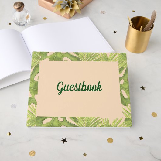 Tropical Green and Blush Wedding Gastenboek (Voorkant open)