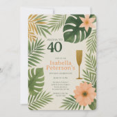 Tropical Green and Gold Aloha Birthday Party Kaart (Voorkant)