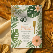Tropical Green and Gold Aloha Birthday Party Kaart